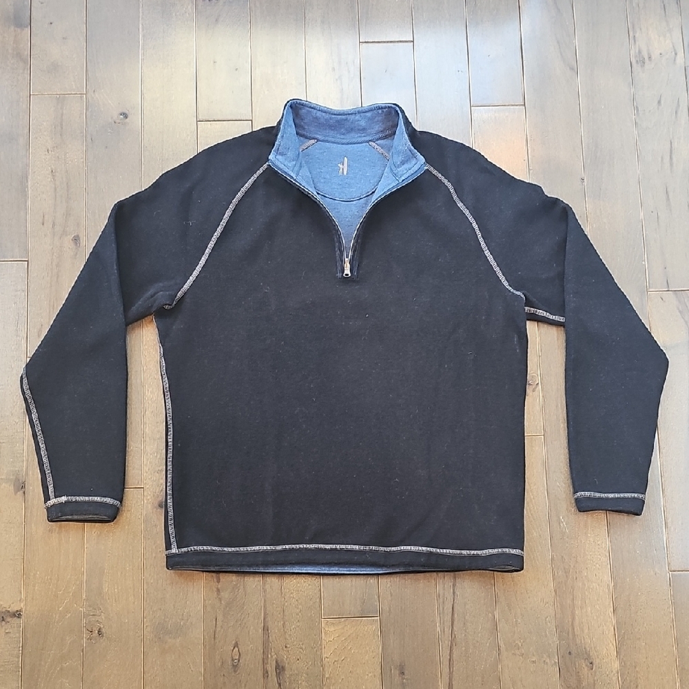 Johnnie O Men's Black and Blue Quarter-Zip Sweater